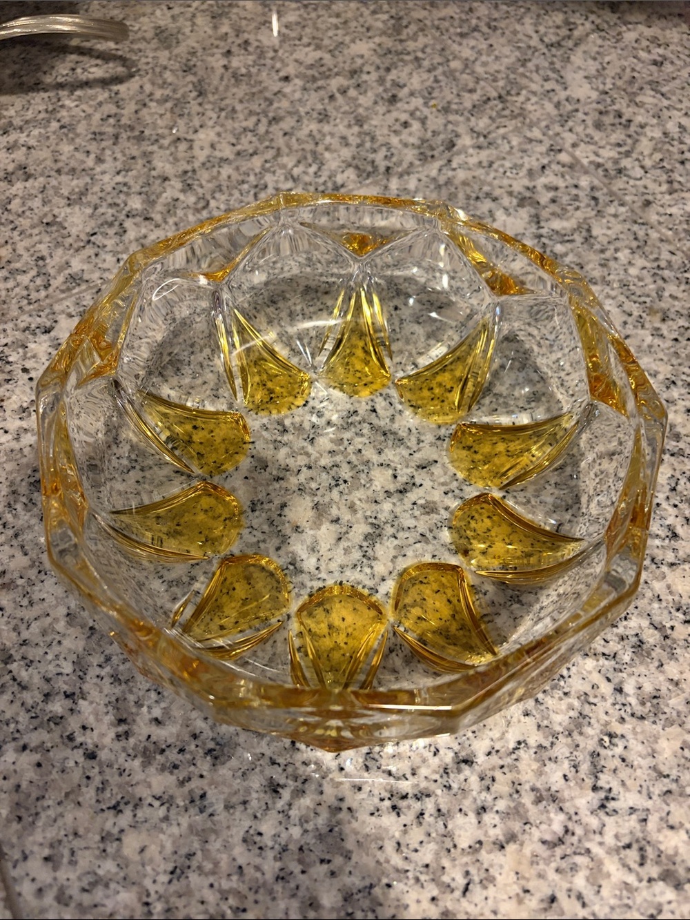 Decorative Glass Bowl with Amber Accents - Home Art